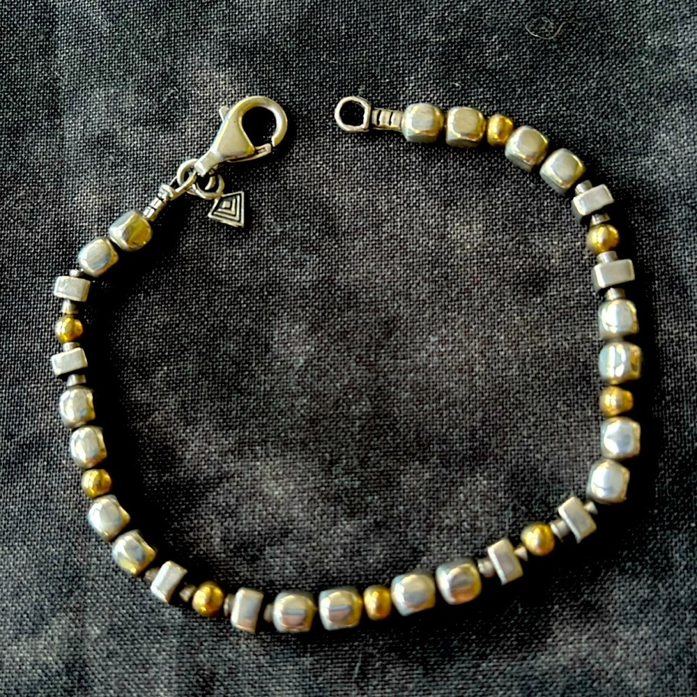 Silpada Sterling Silver and Gold Nugget Bead Bracelet